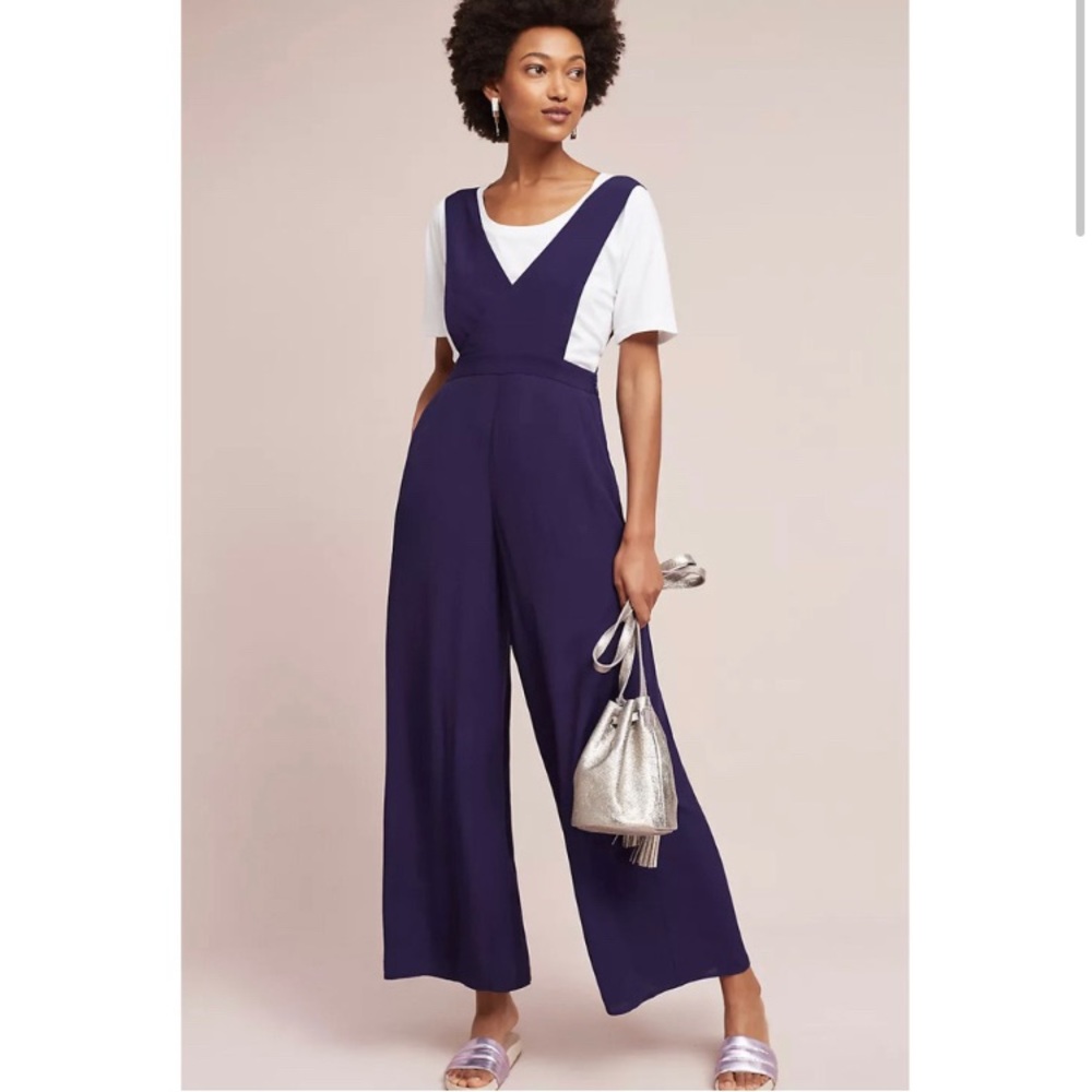 Anthropologie Maeve Souxanne Wide Leg Apron Jumpsuit Overalls - Picture 4 of 15